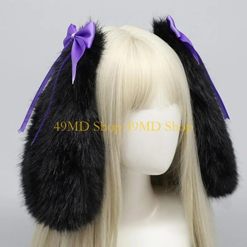 

49MD Girls Handmade Furry Rabbits Ear Headband Anime Rabbits Party Costume Rabbits Ears