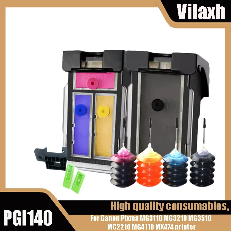 

Vilaxh pg140 cl141 Ink Cartridge PG140 CL141 140 Compatible For Canon Pixma MG3110 MG3210 MG3510 MG2210 MG4110 MX474 printer