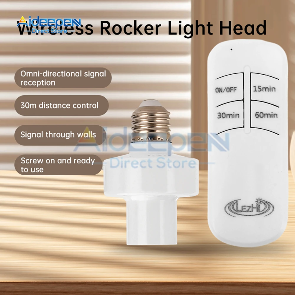 Wireless Remote Control E27 Light Socket Lamp Holder 15M Range For LED Bulbs Lamp Socket Wireless Light Switch Kit AC110V-240V