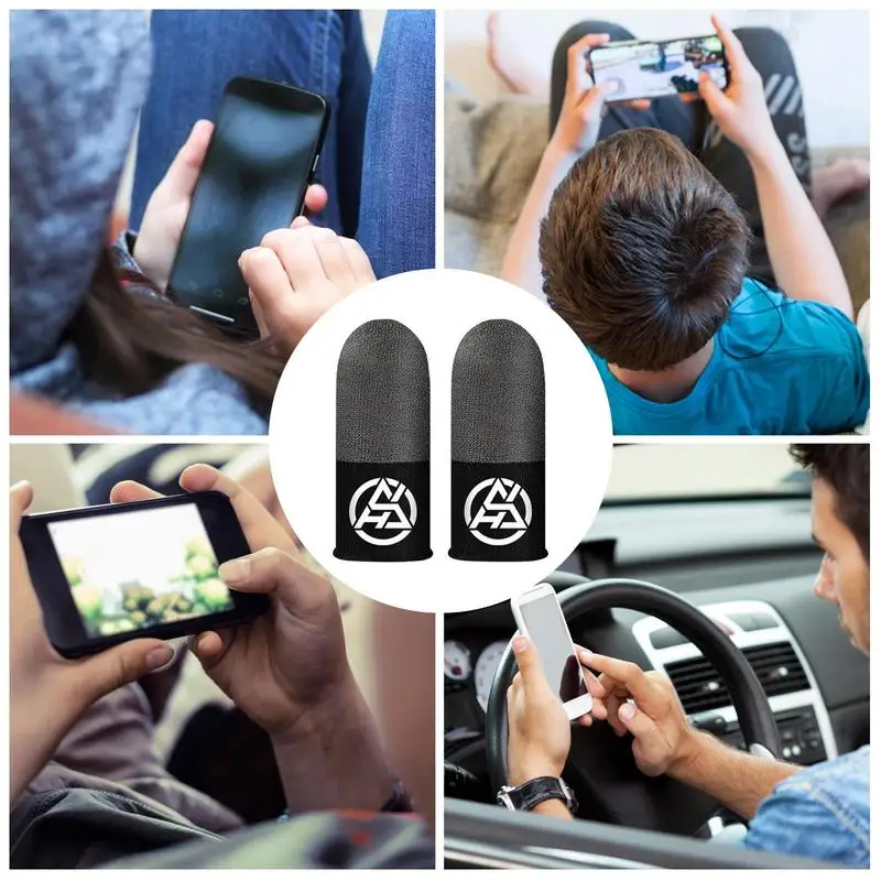 ถุงมือปลายนิ้วสำหรับเล่นเกม2ชิ้นถุงมือบางเฉียบระบายอากาศได้ดีกันเหงื่อหน้าจอสัมผัสปลอกสวมนิ้วสำหรับเล่นเกม