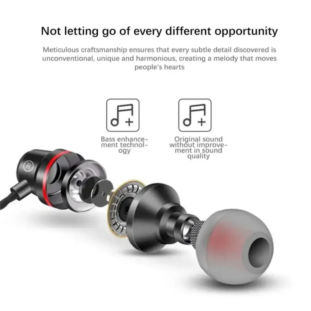 Portable 3.5mm In-ear Headphones in Ear High Definition Wired Headset Stereo Noise Canceling Music Earphones