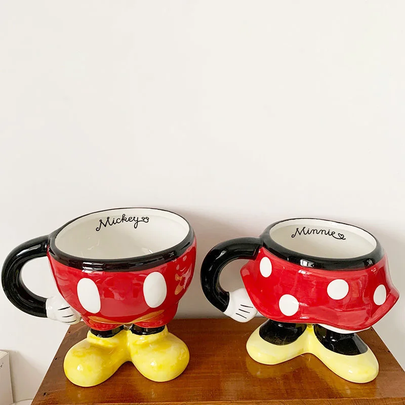 Disney Anime Mickey Mouse and Donald Duck Action Figure Toys Ceramic Mug Funny Creative Minnie Mouse Cup Christmas Gift For Kids