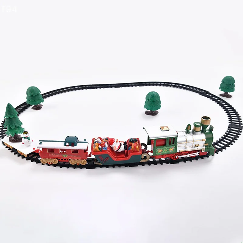 Christmas Tree Decoration Train Track Frame Railway Car With Sound&Light Rail Car Christmas Gifts Christmas Train Electric Toys