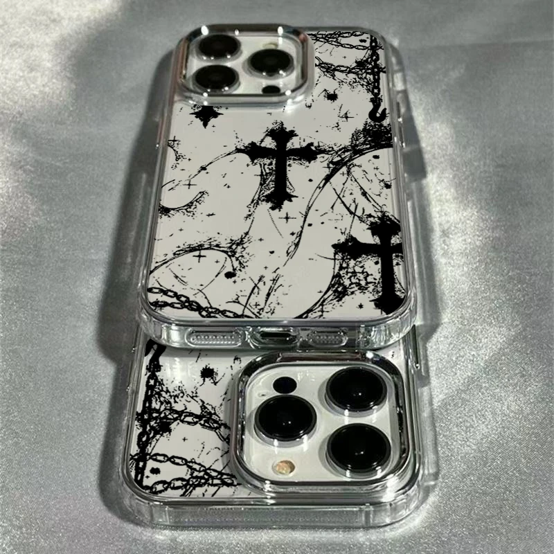 Funda transparente suave con diseño gótico oscuro de cruz para iPhone 17, 16e, 16, 15, 14, 13, 12, 11 Pro Max, X, XS, XR, 8, 7 Air, Plus 2