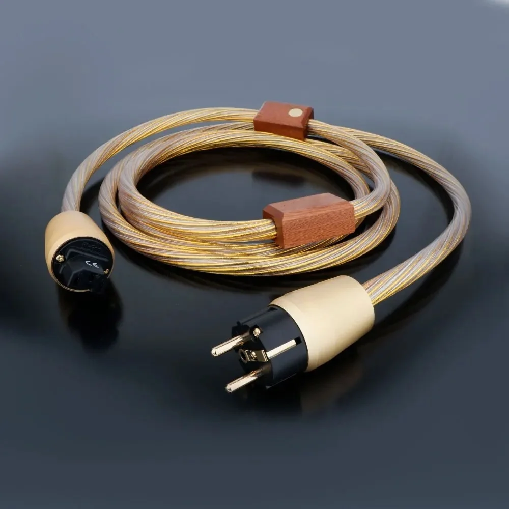 

Preffair Gold Hifi Power Cord Audiophile Power Cord Shuco Version Power Cord American Standard IEC C15 Plug Tail