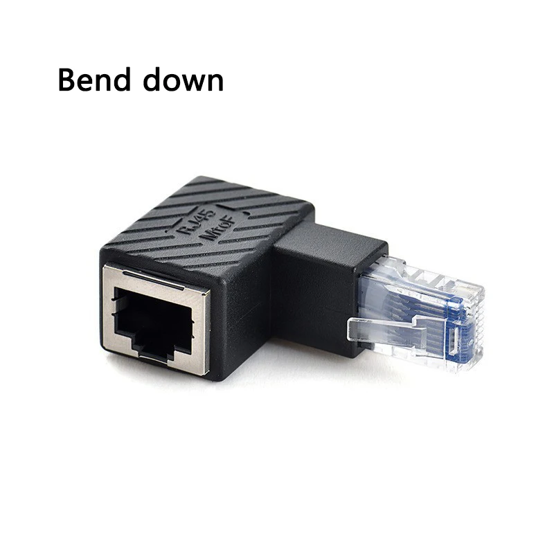 RJ45 Male To Female Converter 90 Degree Extension Adapter for Cat5 Cat6 LAN Ethernet Network Cable Connector Extender