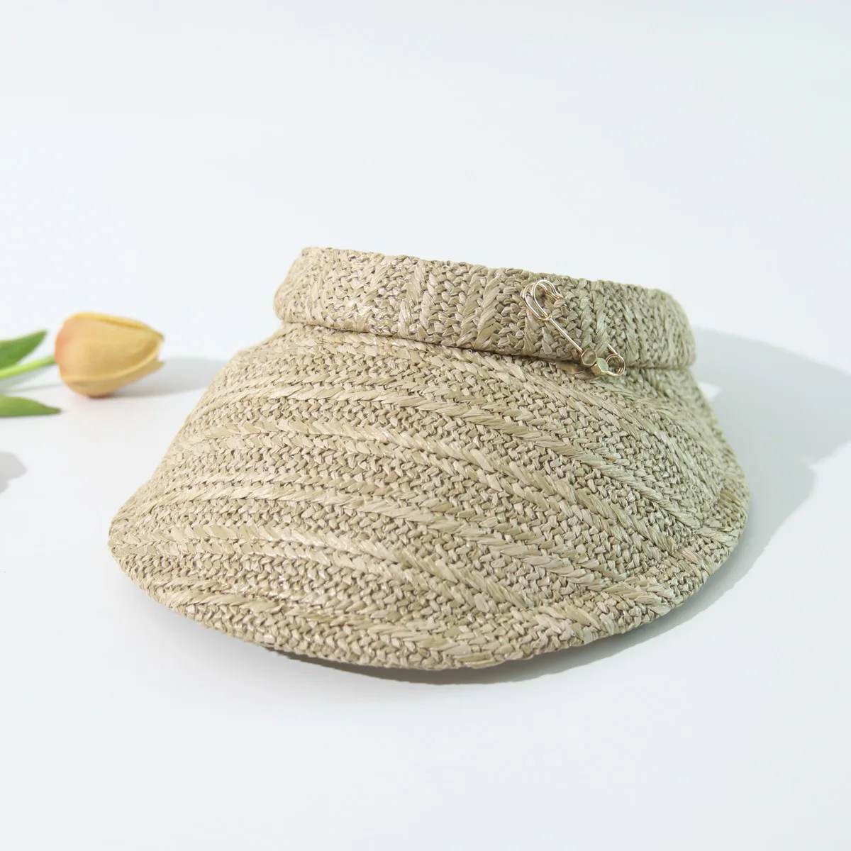 wide-brim-black-rubber-coated-hollow-straw-visor-hat-headband-design-breathable-ladies-beach-sun-protection-cap