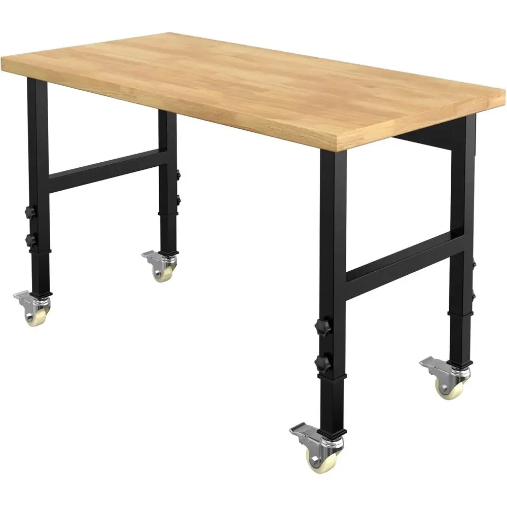 

Adjustable Height 48x24 Solid Wood Heavy-Duty Workbench with 2000 lbs Capacity for Garages and Workshops
