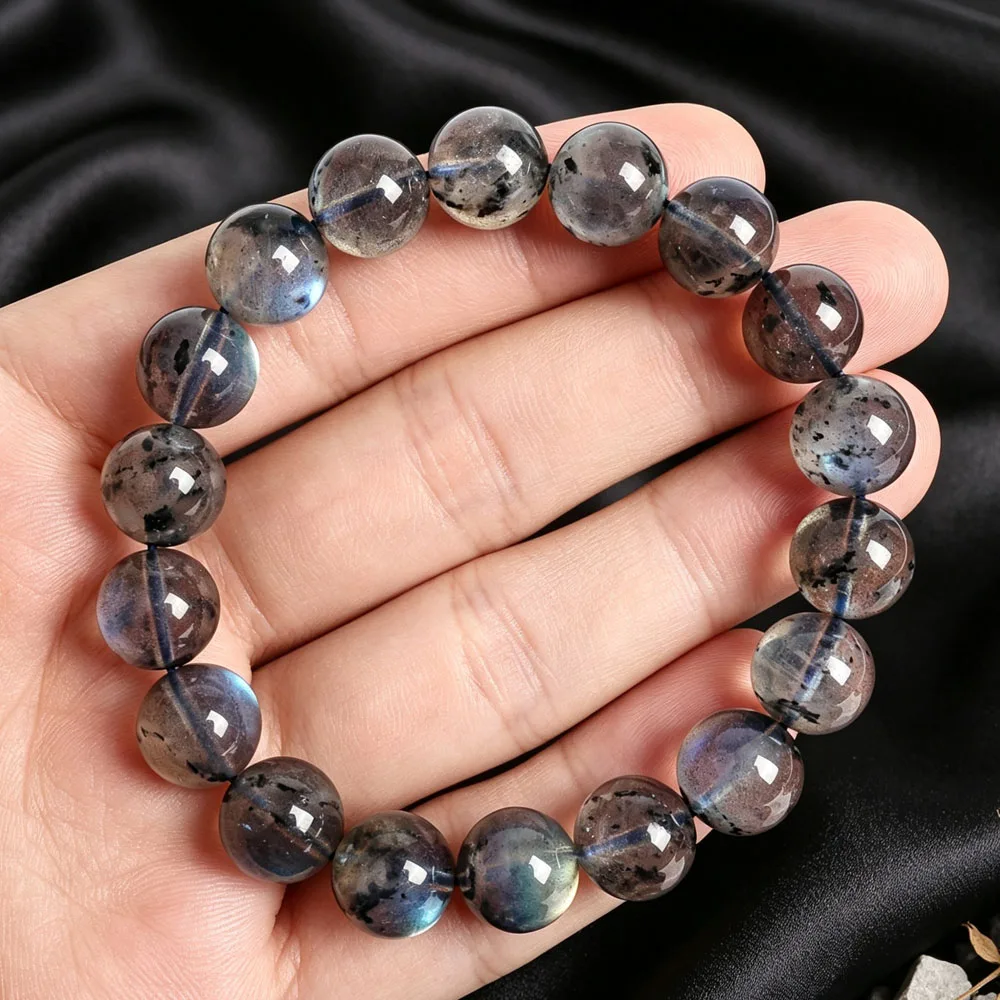 11MM ROUND BEADS BRACELET GREY LABRADORITE HEALING ENERGY CRYSTAL JEWELRY REIKI AMULET SHIELD NEGATIVE ENERGY ALL MATCH GIFTS