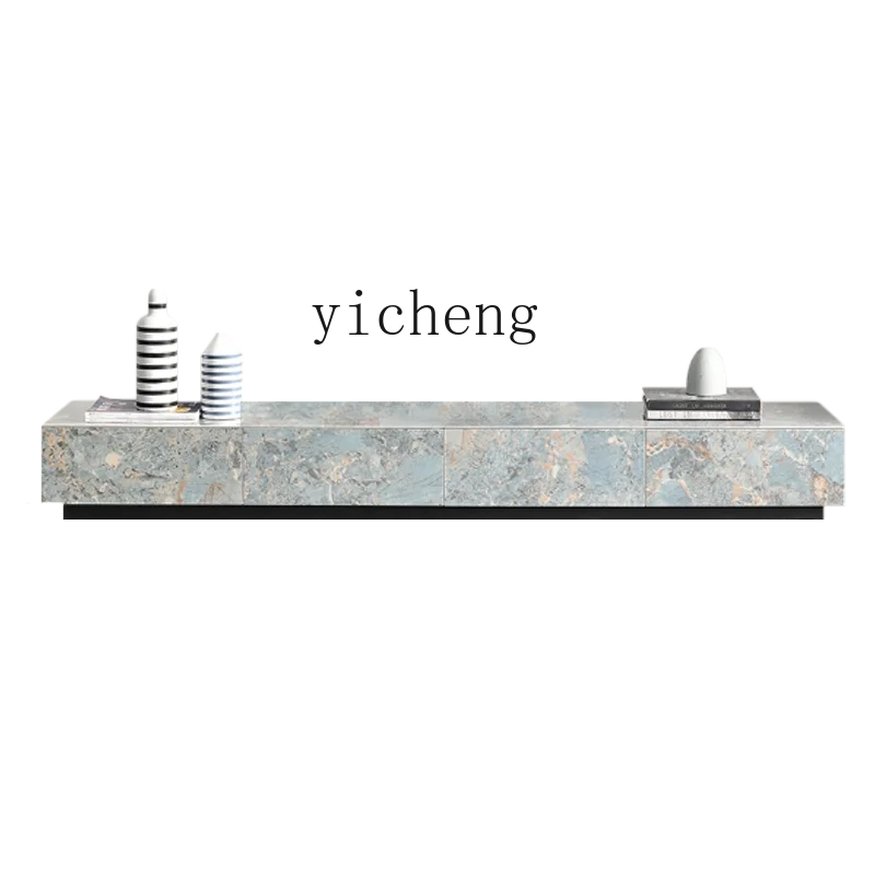 

Tqh Bright Stone Plate Deck with Drawer Modern Simple Coffee Table TV Cabinet Unit Background Wall Locker