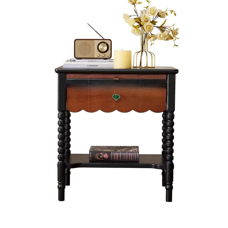 

Cabinet French retro home small bedside side cabinet light luxury high sense