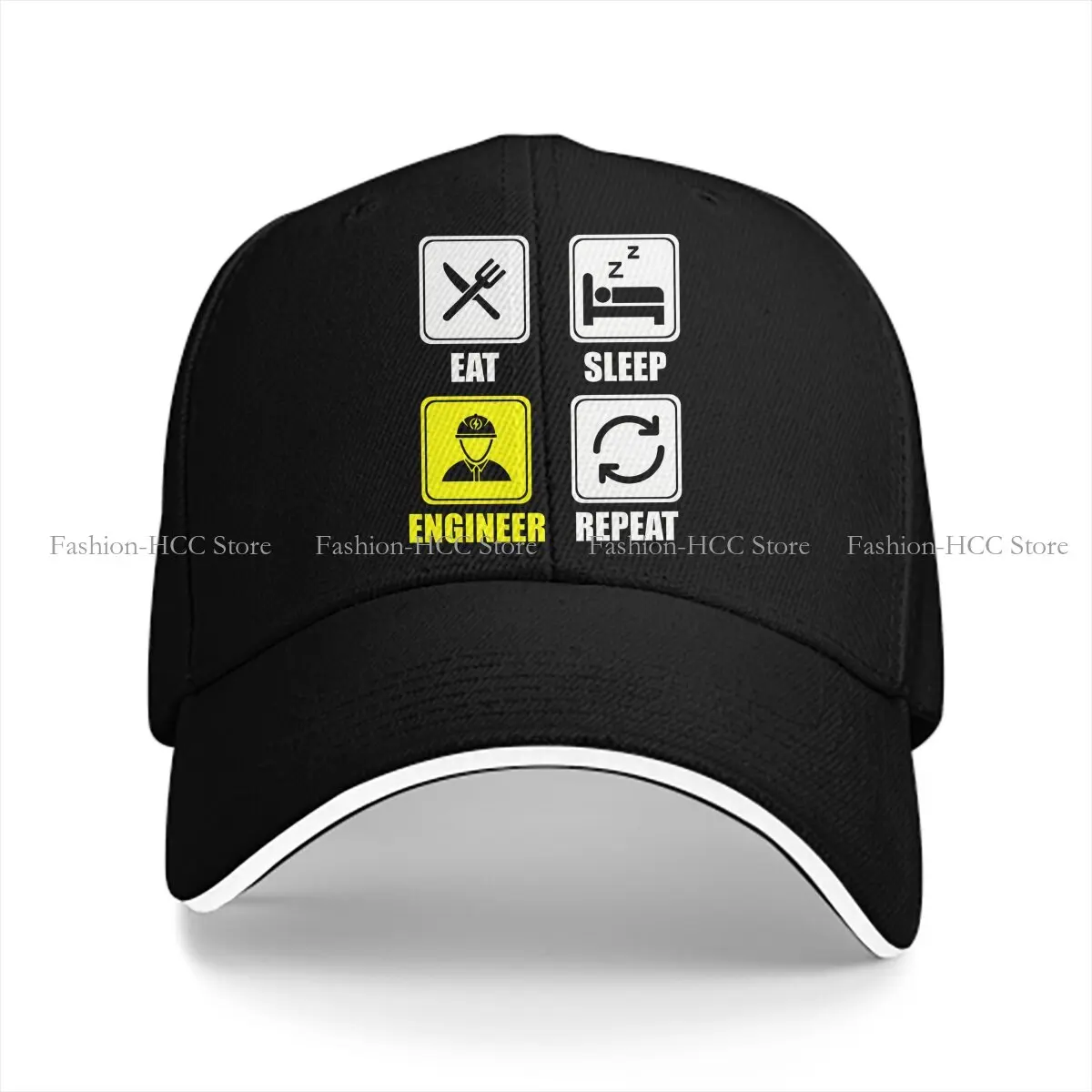 Summer Cap Sun Visor Cute Eat Sleep Repeat Engineering Hip Hop Engineer Electrical Electrician Peaked Hats