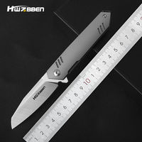 HWZBBEN Knives M390 Powder Folding Knife Outdoor Titanium Handle Collection Small Tool Can Be Mounted Gas Pipe Ceramic Bearing