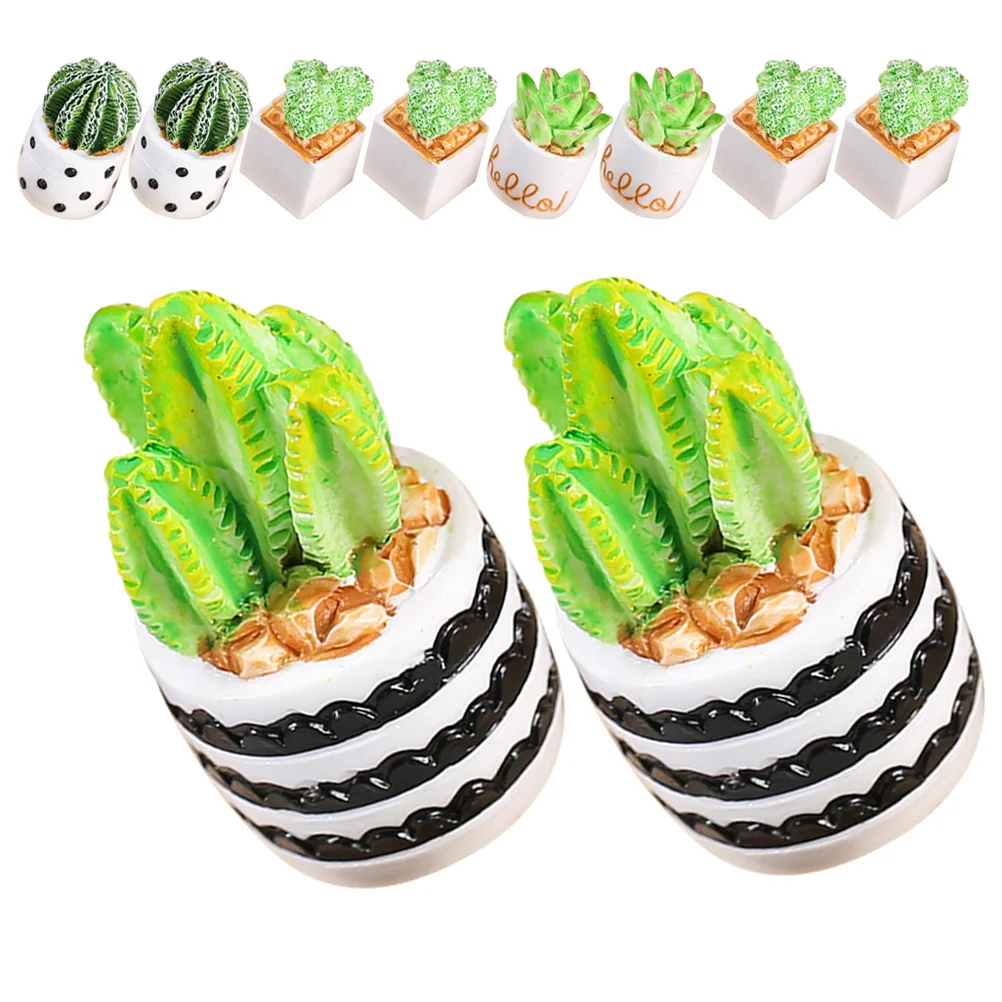 

8 Pcs Model Micro Landscape Ornament Succulent Planters Resin House Potted Plants