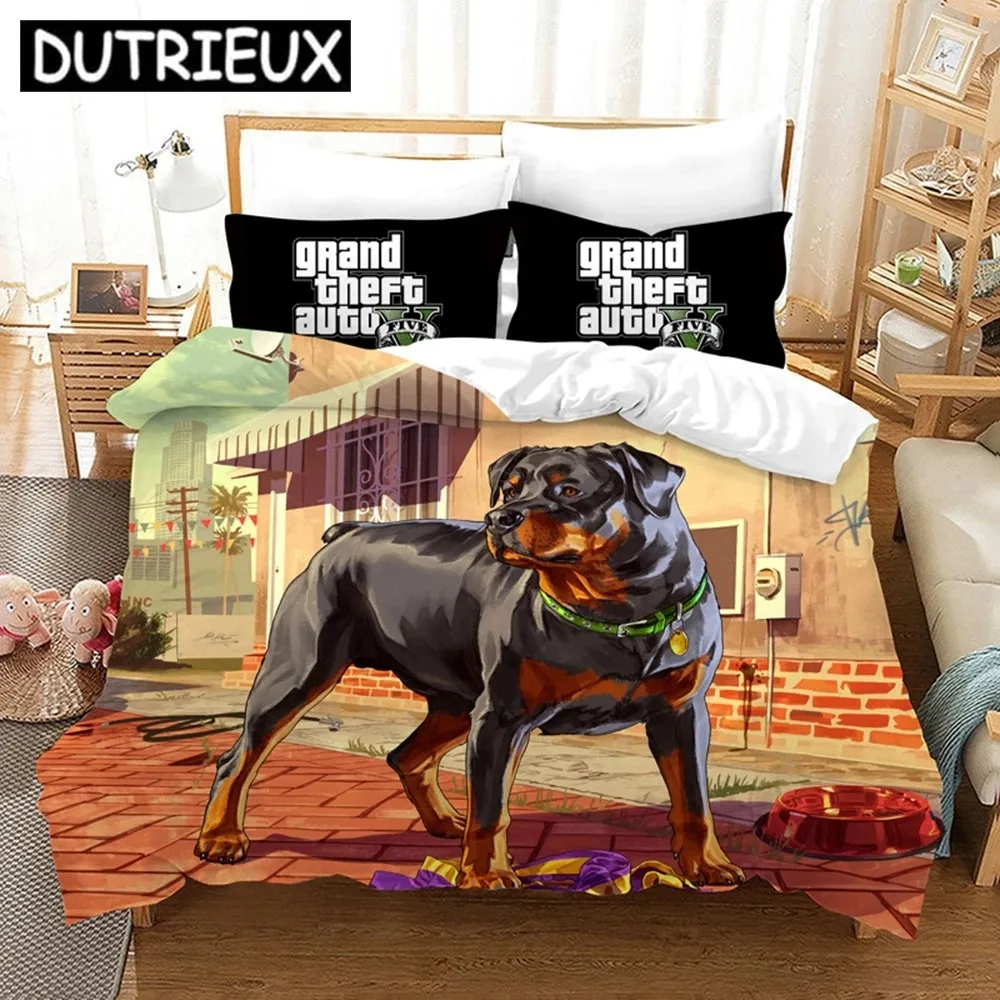 

Game GTA V Bedding Set Cartoon Duvet Covers Pillowcase Grand Theft Auto 5 Comforter Bedding Sets Bed Linens Bedclothes(No Sheet)