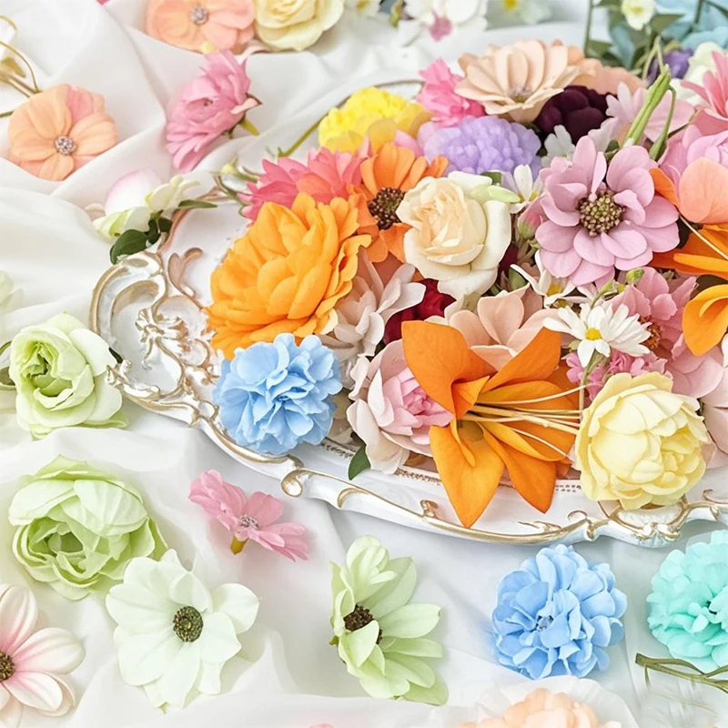 20/52 Stücke Mini Zufällige Mischung Künstliche Blumen Seide Gefälschte Blumen für Wohnkultur DIY Handwerk Geschenke Zubehör Braut Hochzeit decor – Detail 7
