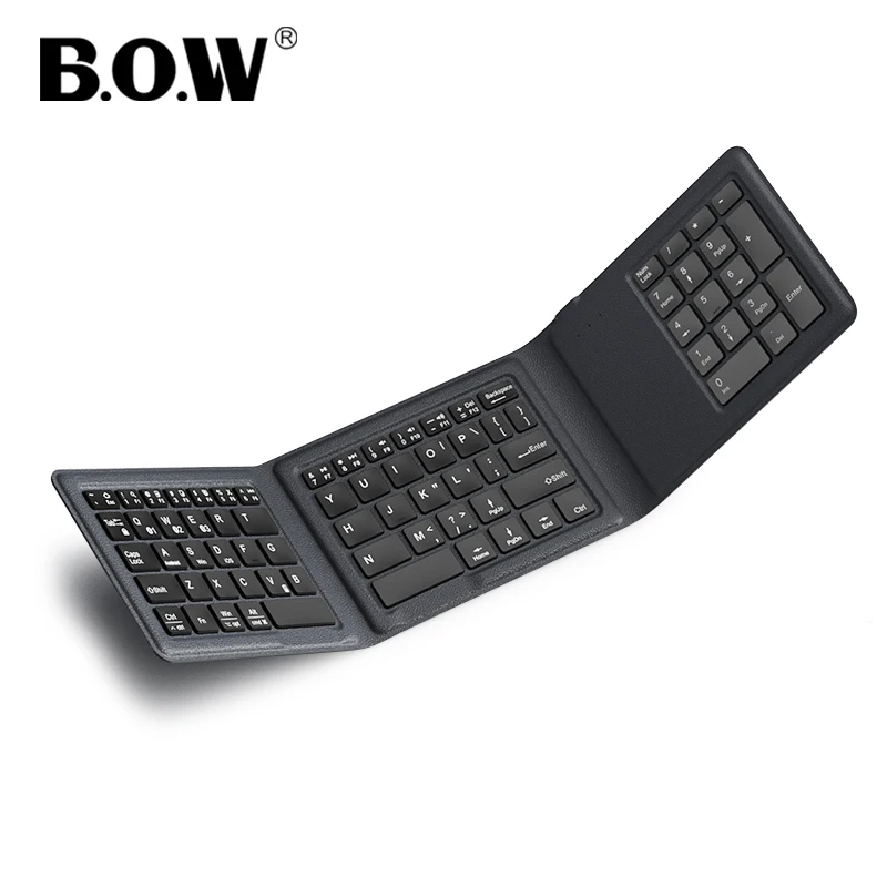 

B.O.W Pocket Keyboard with Numeric Keypad, Full-Size Folded Keyboard for Windows iOS Android Tablet PC Smartphone