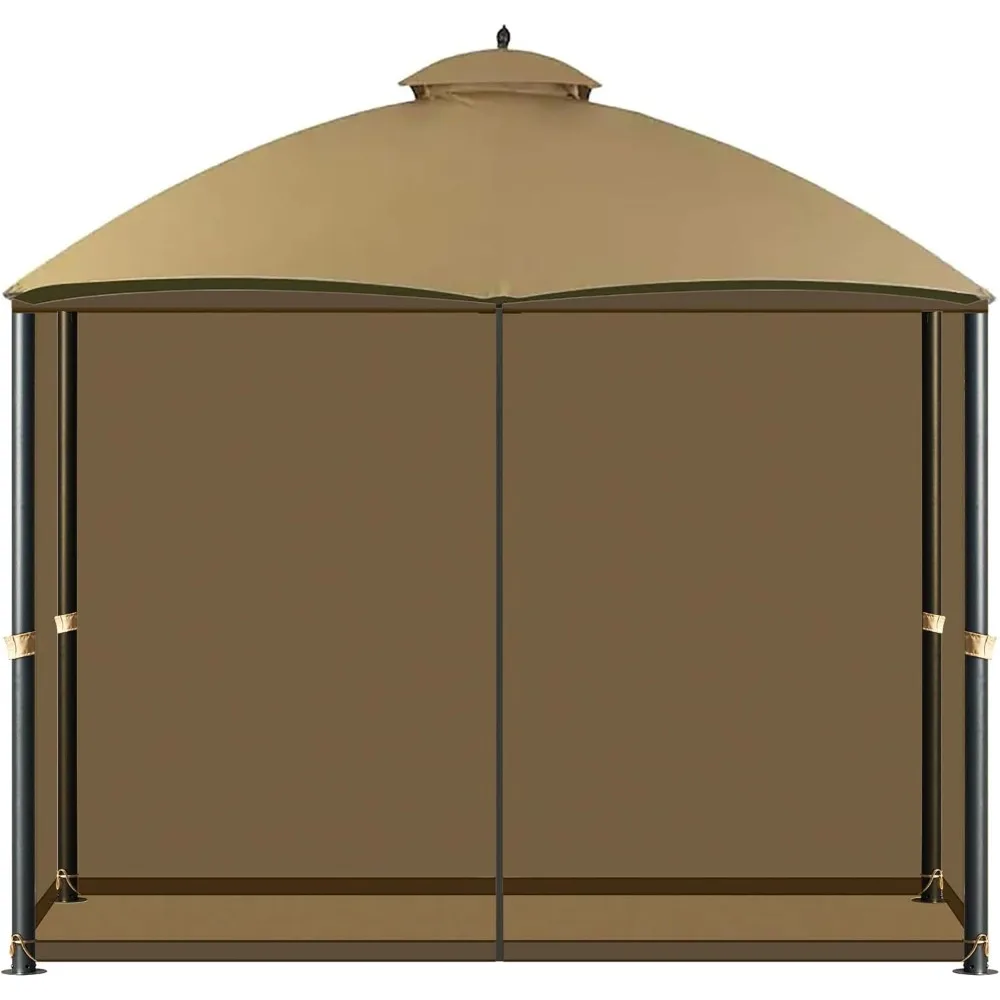 Écran de Filet de Remplacement Universel pour Gazebo, 4 Panneaux, Paroi Latérale Anti-Moustiques avec Double Fermeture Éclair pour l'Extérieur, 10x13 Pouces