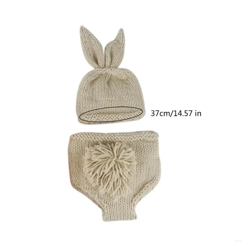 H0XF Baby Newborn Photography Props Newborn Knitted Hats & Pants Hand-woven