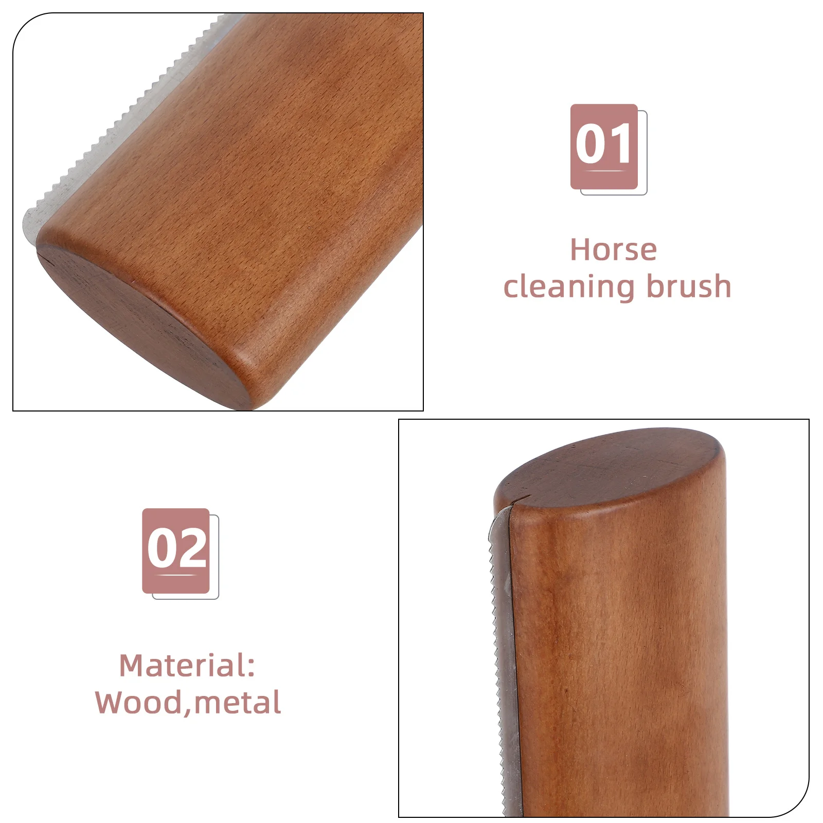 1 stks Grooming Tool Houten Handvat Deshedding Borstel Paard Ontharing Duurzaam Curry Kam Stabiele Reinigingsapparatuur Hout Verzorging