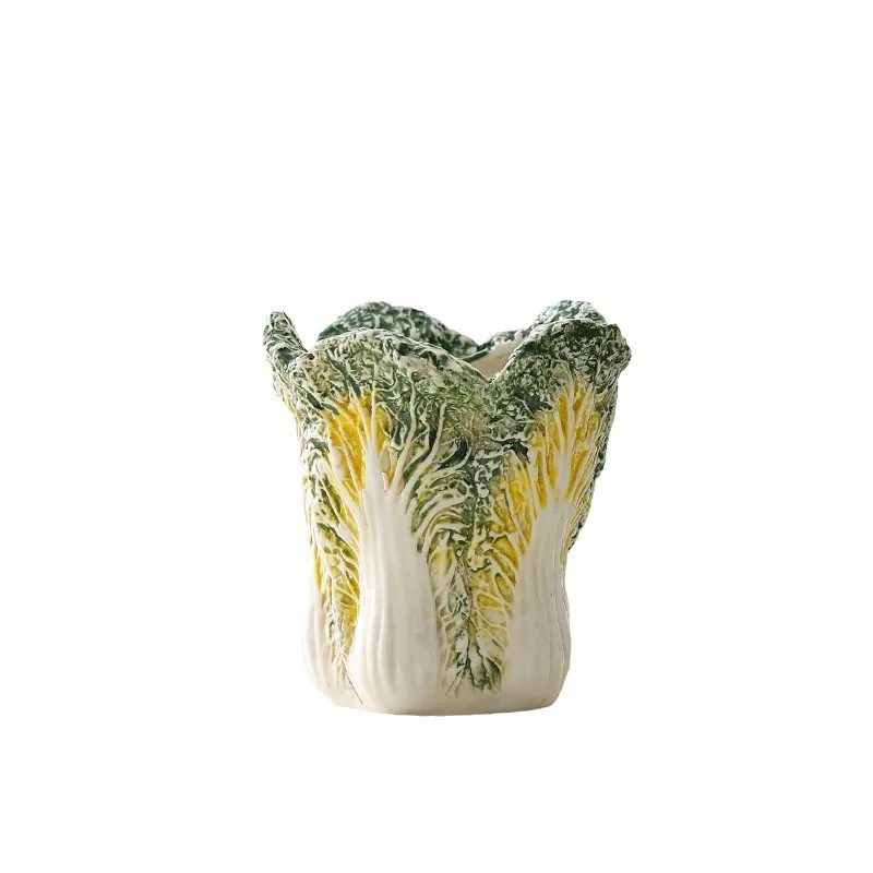 Ceramic Handicraft Artificial Chinese Cabbage Storage Bin Desktop Storage Container Makeup Brush Storage Box Home Decoration