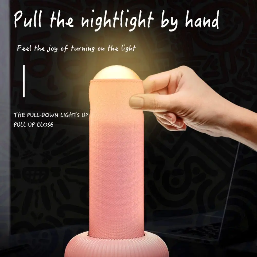 Funny 1200mAh LED Night Light Hand Pull Switch Column Shape Atmosphere Table Lamp PP Rechargeable Sleep Night Lamp Desk Table