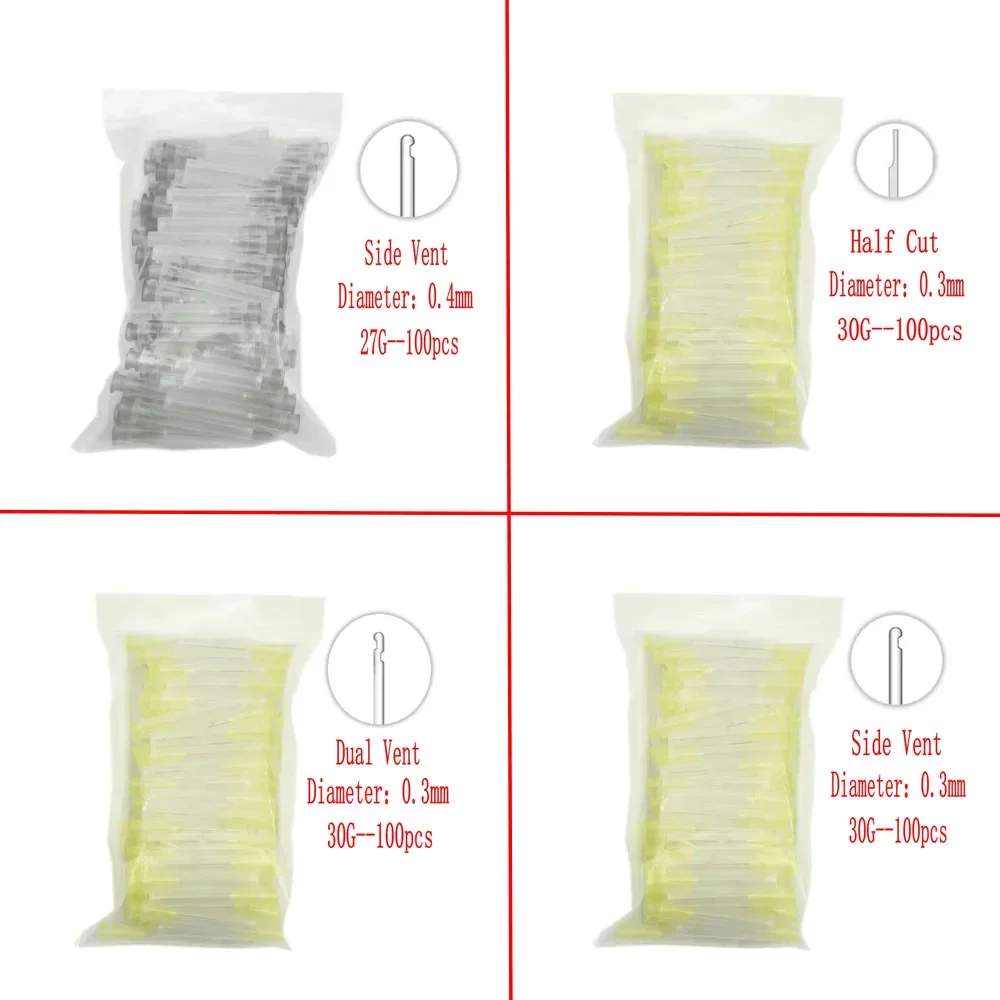 

100Pcs Sterile Disposable Dental Irrigation Needle Tips for Endodontic Treatment Including Notched and Plain End Syringe Tips
