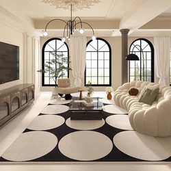 Light Luxury Living Room Decorative Carpet Black White Advanced Fluffy Mats Home Art Bedroom Bedside Plush Rugs Ковер Tapis 러그