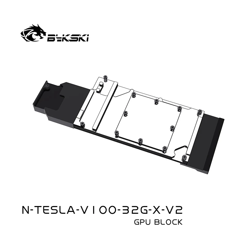 Bykski GPU Water Block for NVIDIA TESLA V100 32GB FHHL Graphics Card,VGA Video Cooler with Back Plate,G1/4,N-TESLA-V100-32G-X