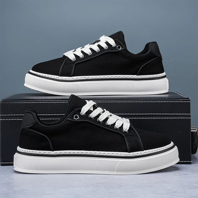 Men's breathable canvas shoes, thick soled lace up, comfortable men's shoes, casual sports shoes, men's shoes