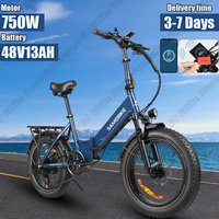 SAMEBIKE Electric Bicycle 750W Brushless Motor 48V13AH Lithium Battery Mountain Foldable Electric Bike 20*4.0-In Fat Tire E-bike