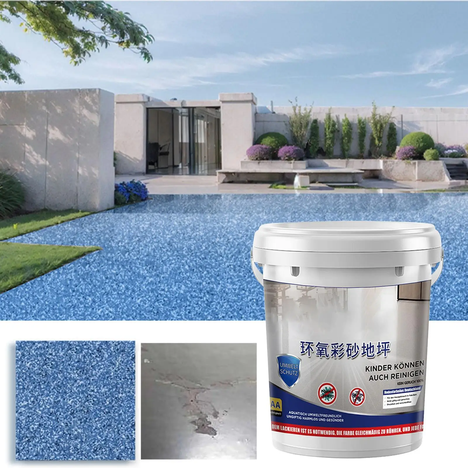 Epoxy Floor Paint Waterproof Sand Garage Floor Paint Coat Quick-Drying Stain-Resistant Painting for Construction Outdoor Indoor