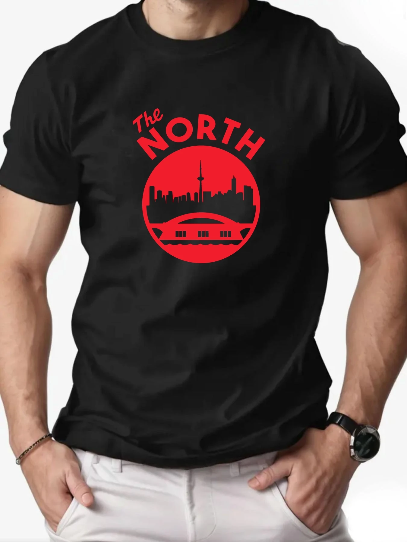 Herren-Baumwoll-T-Shirt, The NORTH Sommer Rundhalsausschnitt kurzärmelige Grafik atmungsaktiv Mode lässig T-Shirt