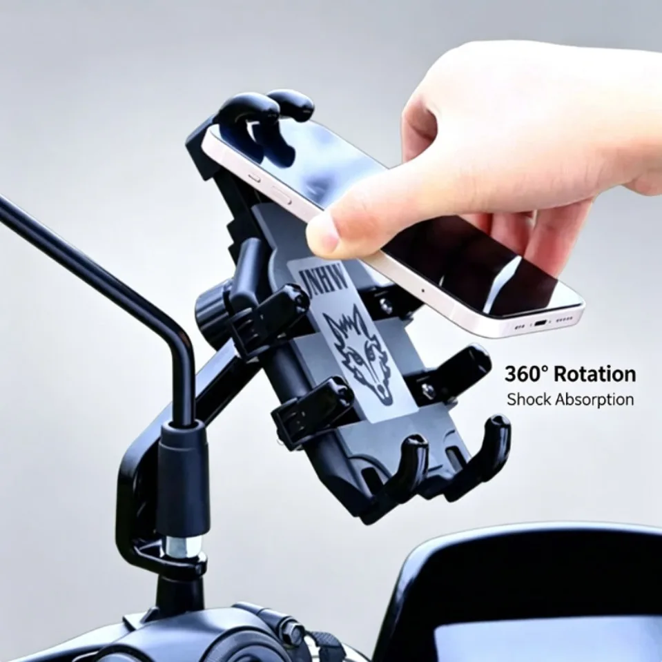 

Motorcycle Electric Bike Mobile Phone Holder Bicycle Riding Bracket GPS Mount Shock Absorber 360° Rotatable Navigation Support