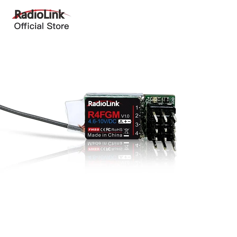 Radiolink R4FGM 4 Channels RC Gyro Mini Receiver for RC Cars and Boats Works with Controller RC4GS V2/RC6GS V2/T8FB/T8S