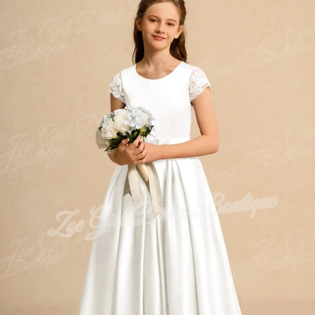 robes-blanches-a-manches-courtes-pour-filles-col-rond-dentelle-boutons-au-dos-robes-de-mariage-d'anniversaire-de-premiere-communion-personnalisees