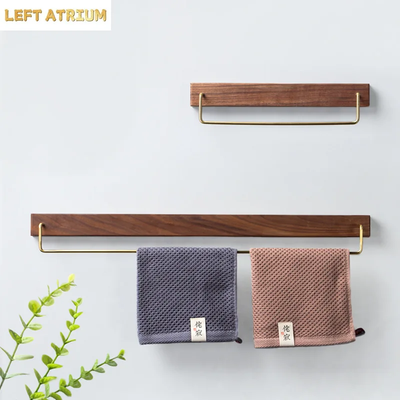 Household Accessories Hook Coat Stand Bathroom Brass Towel Rack Backdrop Hanging Decoration Wood Walnut Hanger Beech Room Simple