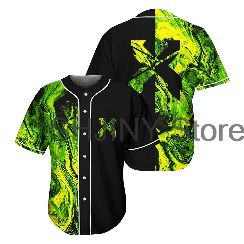 Excision Acid Green Toxic Rave Baseball Jersey EDM Festivals 2024 V-Neck Short Sleeve Shirts Women Men Streetwear Tops