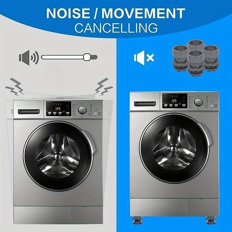 Washing Machine Support Feet, Adjustable Height, Heavy Duty Anti Slip, Universal Riser Pad For Drum & Wave Wheel Washer