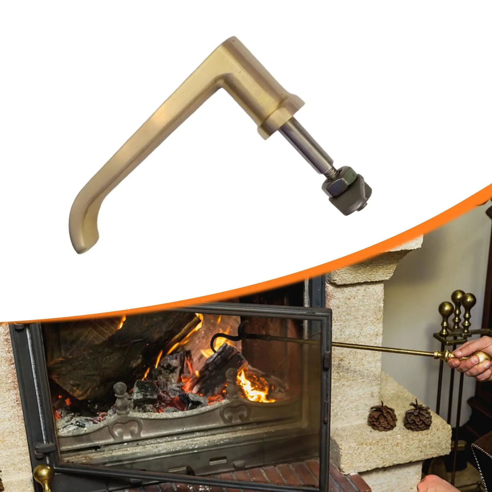 Wood Stove Door Handle Stainless Steel Replacement Fireplace Attachment Easy Install Household Hardware for Stoves