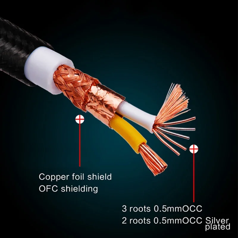 YYAUDIO Hifi kabel XLR wysokiej jakości OCC OFC posrebrzany i miedziany kabel Audio 2 XLR męski na żeński