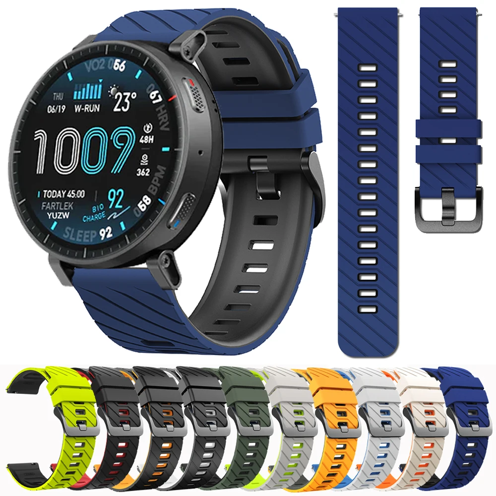 Bracelet de montre en Silicone de 22mm, pour Huami Active Max 48mm/GTR 47mm/GTR2e/Gtr3 Pro/Gtr4 /Amazfit BIP 6 5 UNITY BALANCE 2, bracelet universel