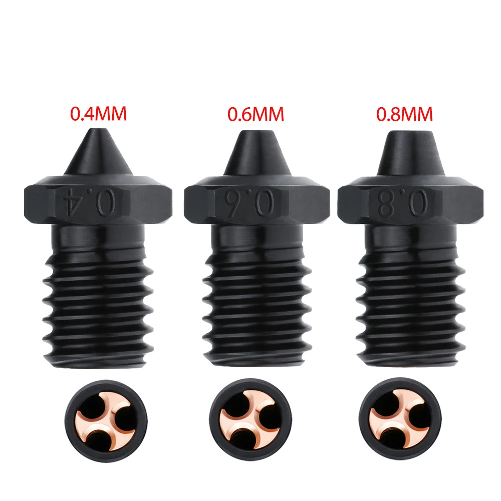 3/2/1pcs E3d V6 CHT Hardened Steel Nozzle High Quality Nozzle 0.2/0.4/0.6/0.8/1.0/1.2mm For 1.75mm Filament E3D V6 Hotend