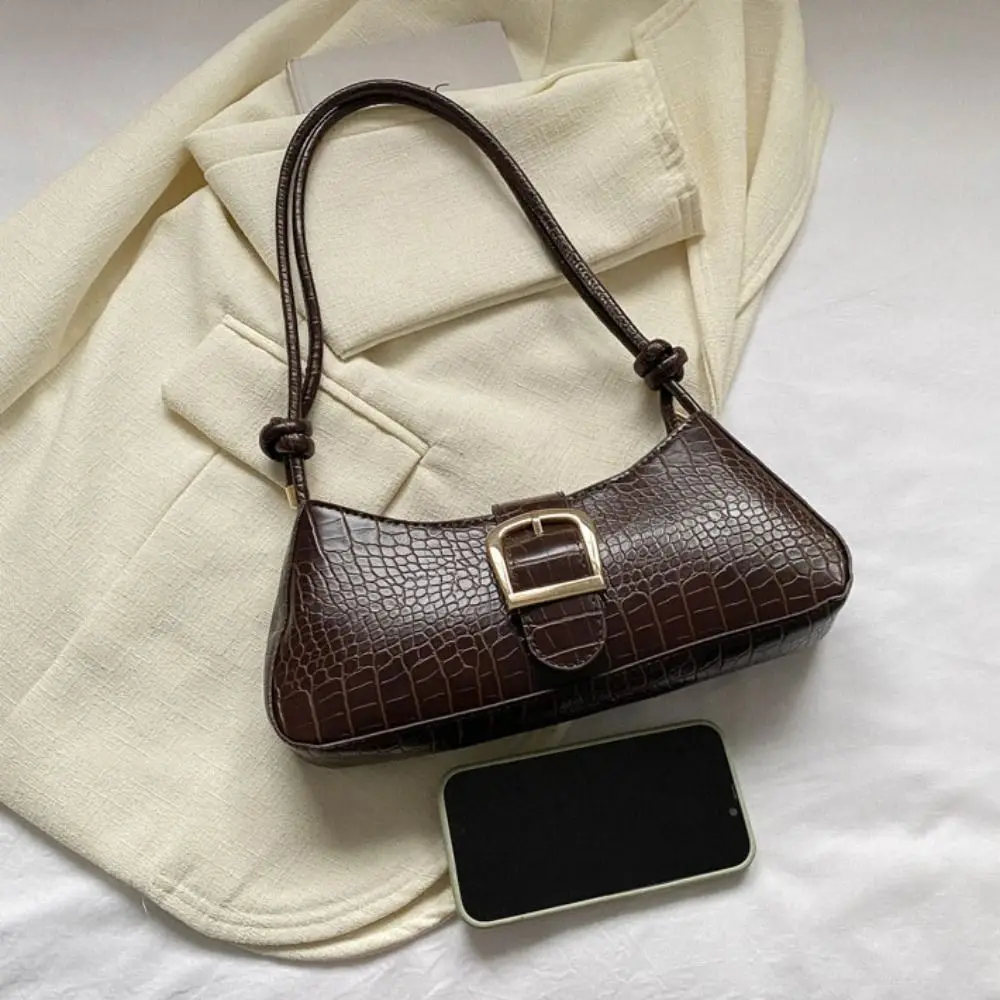 Vintage halvemaan onderarmtas grote capaciteit handtas PU lederen schoudertas mode Franse stijl rechthoek okseltas unisex