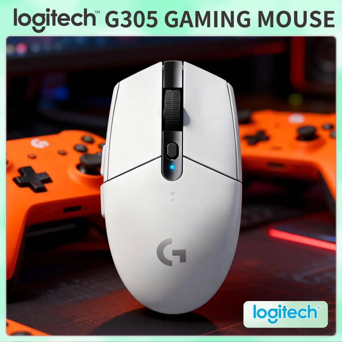 

LogitechG305 6 специальных кнопок для ПК, ноутбуков, геймеров, использования беспроводной игровой мыши, датчик HERO 12000 точек на дюйм, эргономичная ручка, устойчивая к поту