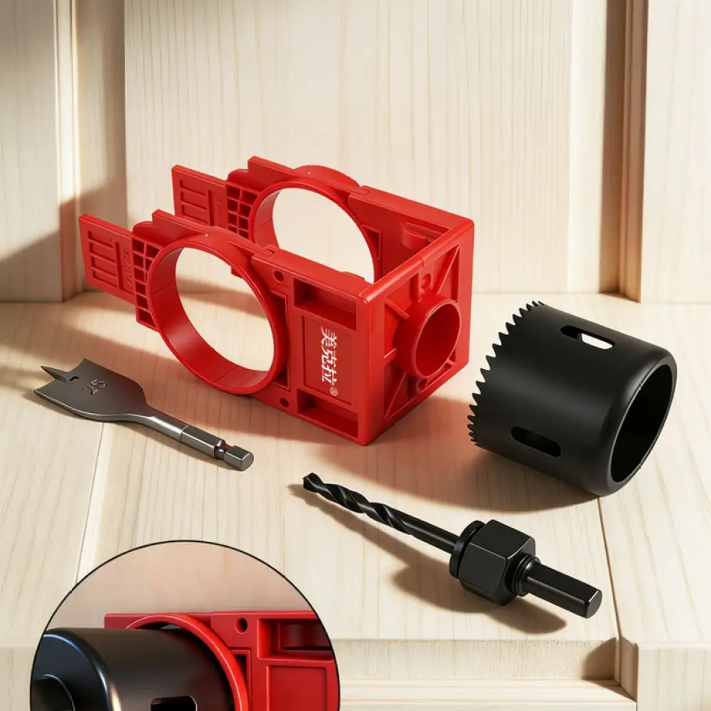 Wood Door Lock Installation Template Set Hole Saw Guide Fixture Adjustable Carpentry Locator Tool For Locksmith