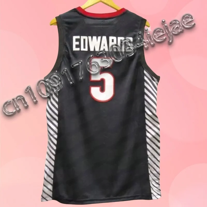 

2025 Men's Basketball Jerseys Oversize 5 Edwards Georgia University Breathable Quick-Dry Sport High Street Hip Hop Sportswear