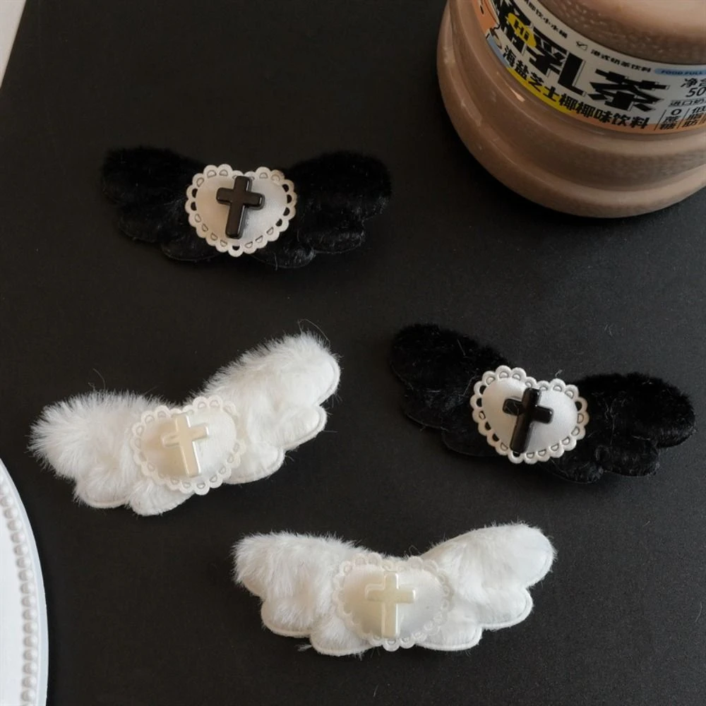 INS Эстетическая заколка для волос Y2K в готическом стиле Лолита с перекрестным крылом, милая крутая заколка для волос, заколки в стиле панк, Harajuku, челка, утконос для девочек