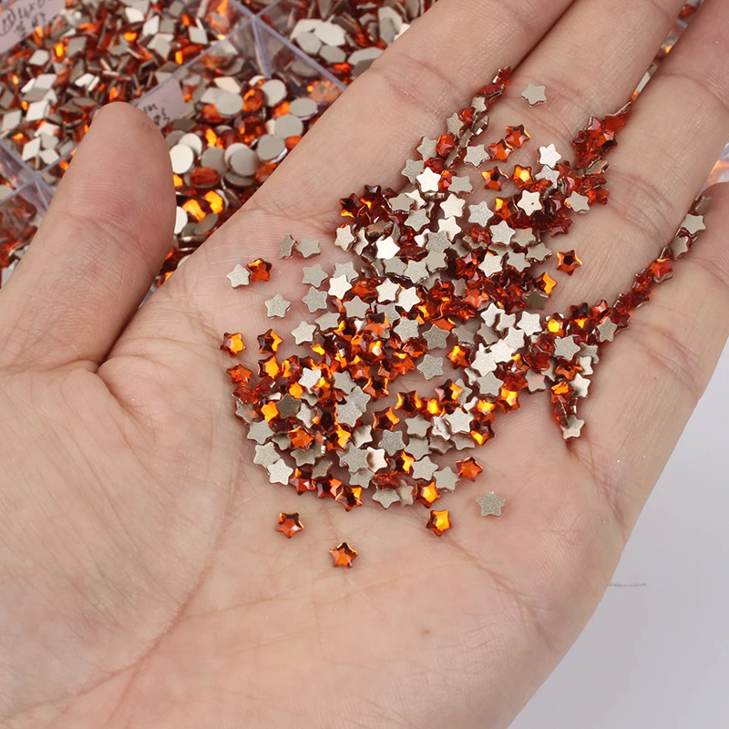 New Beautiful Shiny Orange Flat Back Nail Art Rhinestones 31 Styles DIY Manicure Decoration Accessories Glass Stone