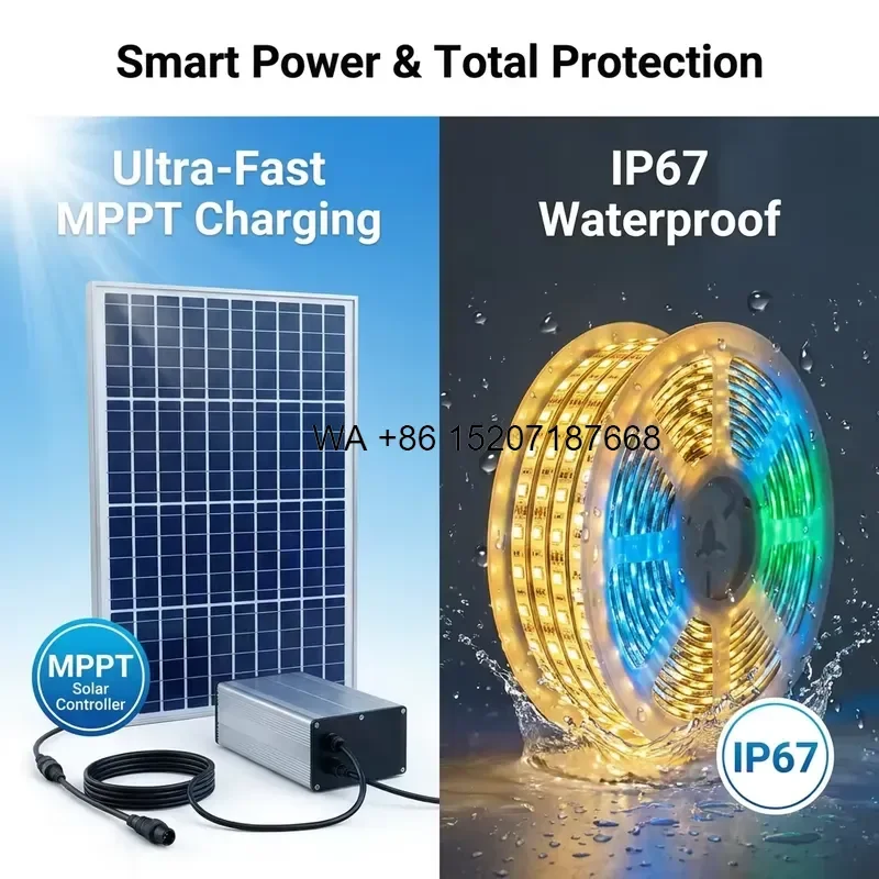 Wmwmnu for KHT Project Grade Solar LED Profile Strip Light No Voltage Drop RGB IP67 Waterproof 60led/m 10M Landscape Office